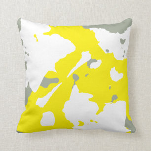 Coussin Dos gris abstrait jaune blanc et de gris de solide