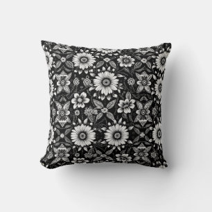 Coussin Dose de marguerite N&B