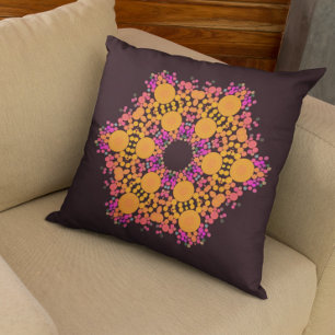 Coussin Dot Mandala Fleur orange et rose