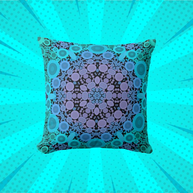 Coussin Dot Mandala Flower Blue vert et violet (Créateur téléchargé)