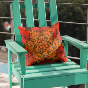 Coussin Dot Mandala Flower Orange and Black
