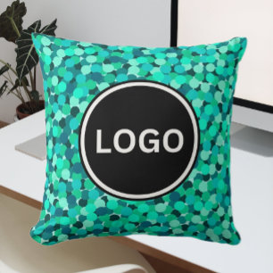 Coussin Dots Motif Turquoise Élégant Logo d'entreprise mod