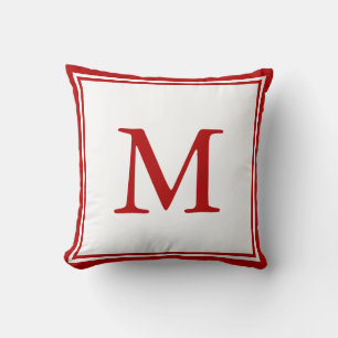Coussin Double bordure et lettre rouge et blanc