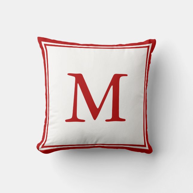Coussin Double bordure et lettre rouge et blanc (Recto)
