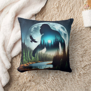Coussin Double exposition Bigfoot, Aigle et Pleine lune