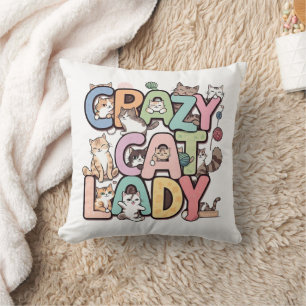 Coussin Double face folle femme de chat
