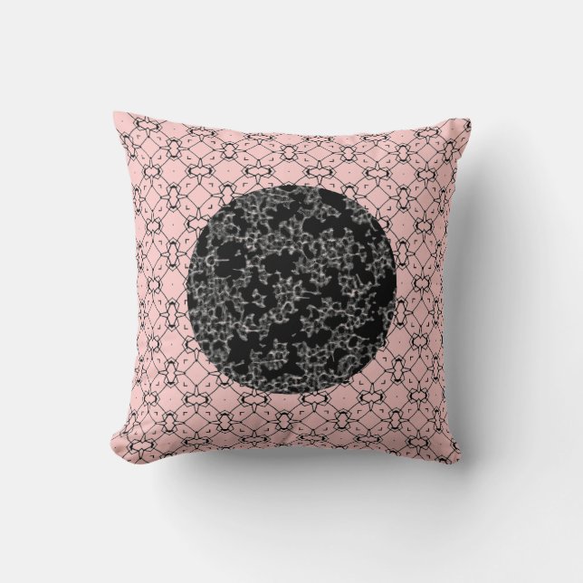 Coussin Double Motif noir et blanc/rose doux (Recto)