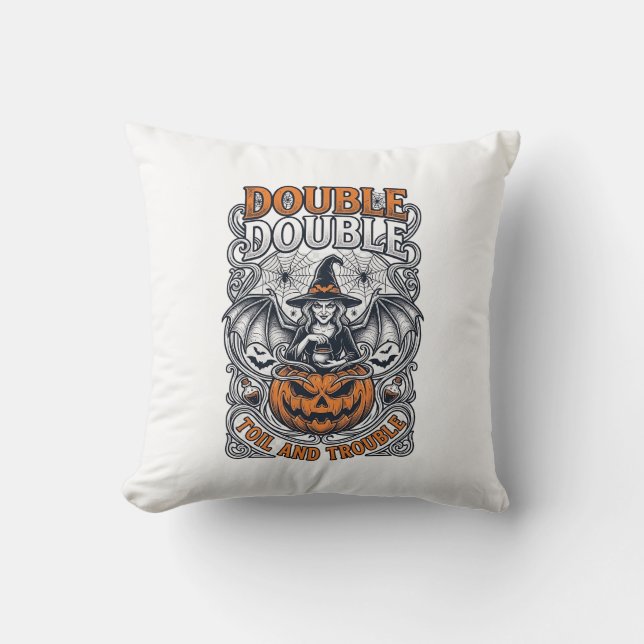 Coussin Double peine Malheur Sorcière Citrouille Halloween (Recto)