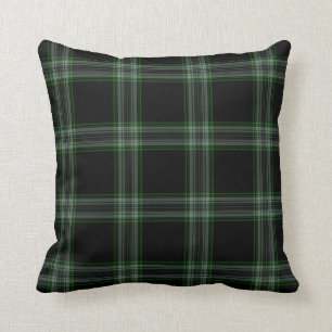 Coussin Double plaid de tartan vert noir