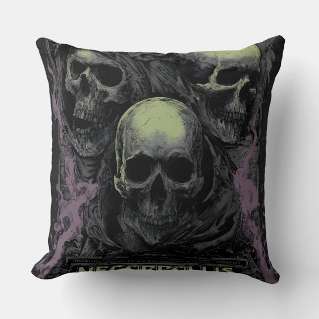 Coussin Doublez les ténèbres avec ce frappant double crâne (Recto)