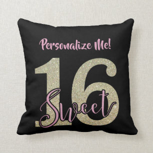 Coussin Douce 16 Anniversaire Fête de Fille Glitterie