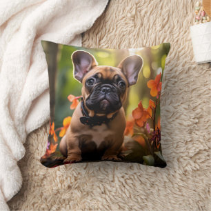 Coussin 🐶💗Douce chiot Frenchie dans une jungle