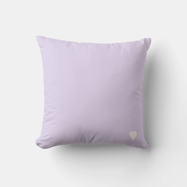 Coussin Douce couleur pastel violet lilas uni avec cœur (Recto)