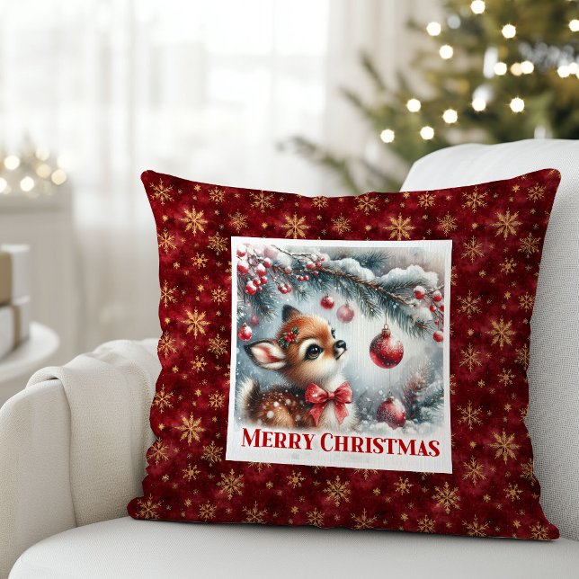 Coussin Douce décoration de chambre pour enfants avec forê (Soft snowy forest baby deer kids room decor (49))
