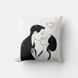 Coussin Douce Doodle Amour Coeur Romantique Couple Kiss