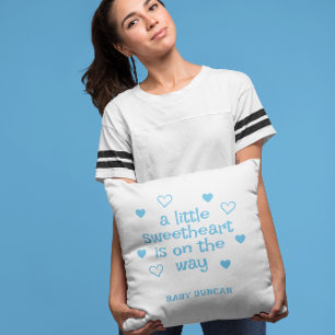 Coussin Douce Fête de Naissance de Bébé Garçon Bleu