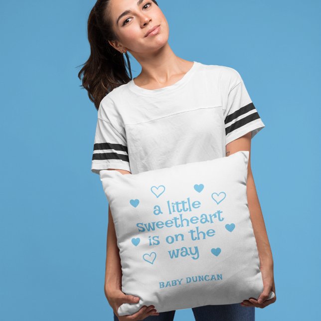 Coussin Douce Fête de Naissance de Bébé Garçon Bleu (Créateur téléchargé)