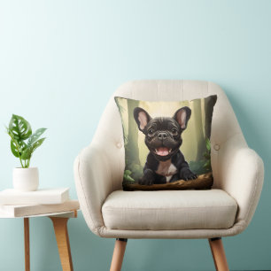 Coussin 😍Douce Frenchie chiot dans une forêt