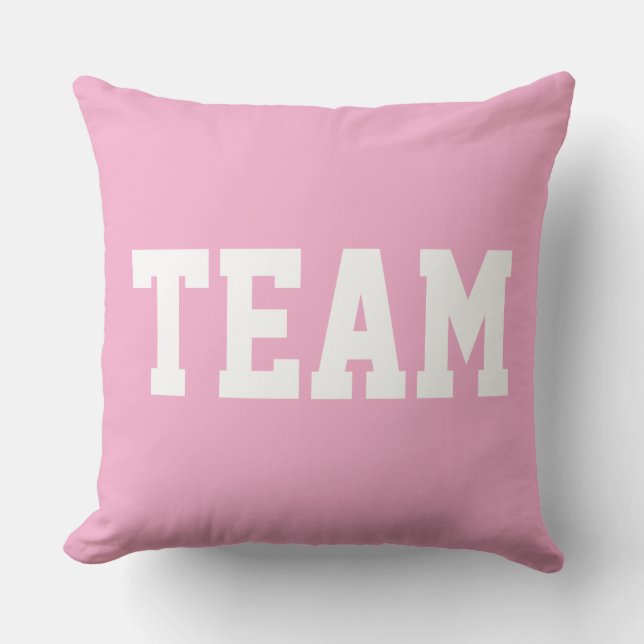 Coussin Douce Lumière Rose Athlétique Sportif ÉQUIPE Texte (Recto)