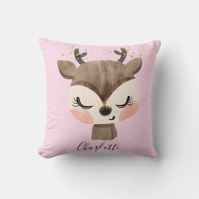 Coussin Douce Mignonne & Féminine Pastel Rose Pâle Bébé Re (Recto)