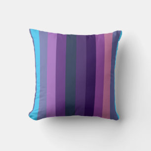 Coussin Douce Motif Rayé Éclectique Bleu-Violet Atténué