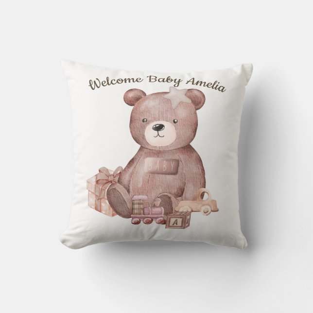 Coussin Douce peluche d'ours pour la douche de bébé (Recto)
