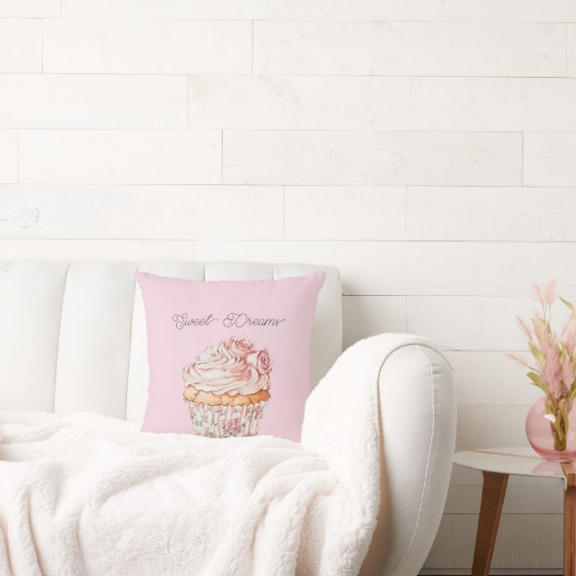 Coussin Douce Rêve Roses Roses Florales Cupcake (Canapé)