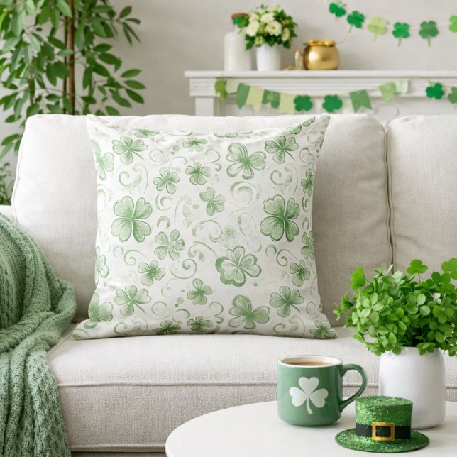 Coussin Douces murmures de trèfle en vert sauge (Créateur téléchargé)