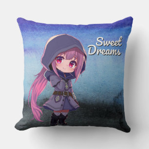 Coussin Douces Rêves Fille Chibi Mignonne