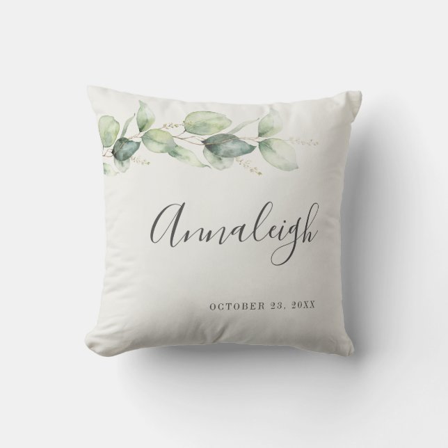 Coussin Douceur Botanique de Mariage avec Eucalyptus (Recto)