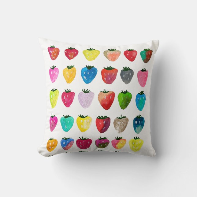 Coussin Douceur fraise mignonne aquarelle de fruit mignon (Recto)