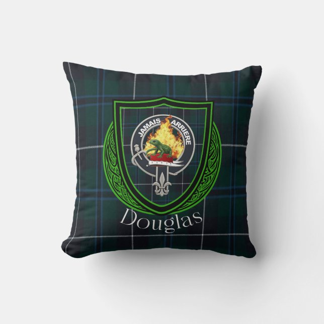 Coussin Douglas Scottish Clan Tartan & Crest (Recto)