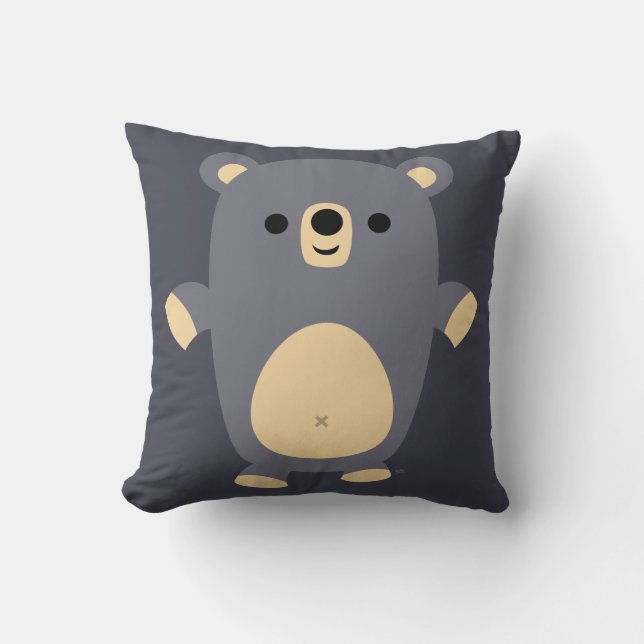 Coussin d'ours de caricature Bleu mignon (Recto)