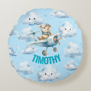 Coussin d'ours en peluche du pilote bleu