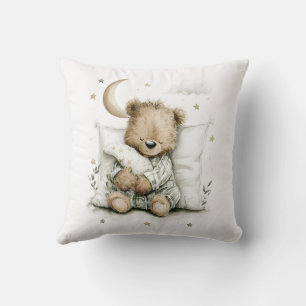 Coussin Doux bébé ours endormi sur des nuages duveteux