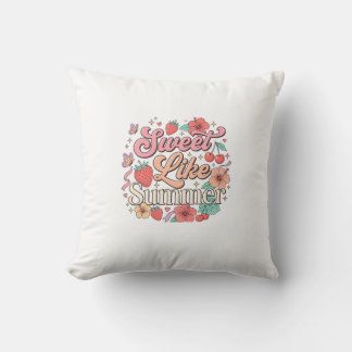 Coussin Doux comme l'été – Autocollants de fruits et de fl