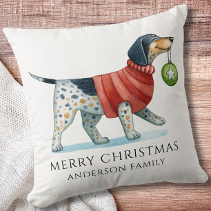 Coussin Doux de chien mignon Aquarelle Noël