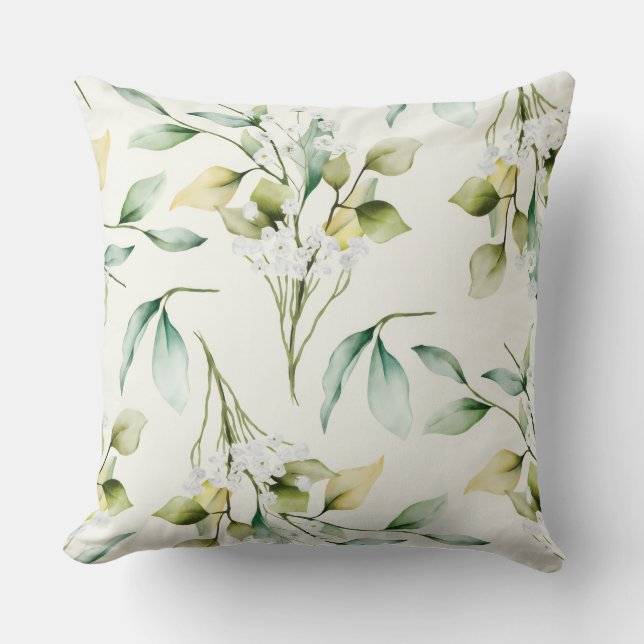 Coussin Doux et joli design botanique  (Recto)