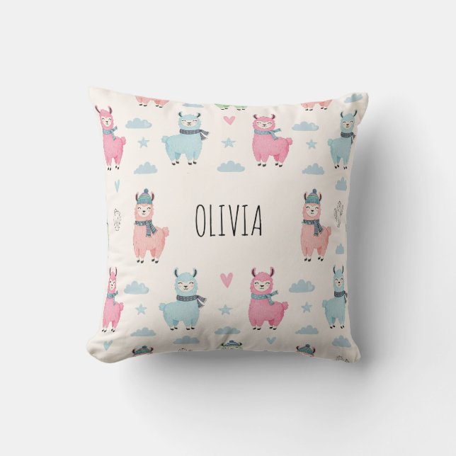 Coussin Doux llamas et alpacas colorés (Recto)