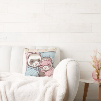 Coussin Doux rêves couple de furets pyjama mignon