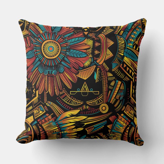 Coussin Doux Turquoise "Aztec Dream" Plush Throw Cushion 5 (Recto)