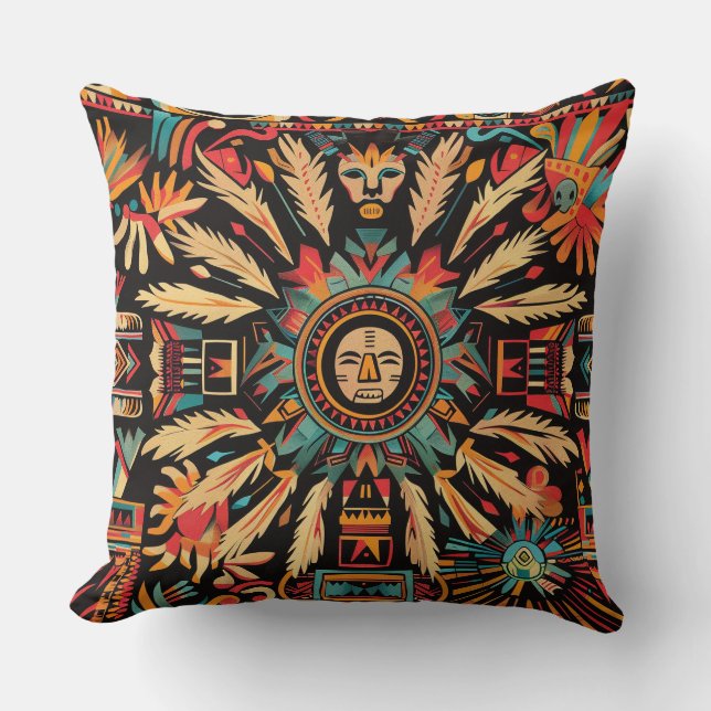 Coussin Doux Turquoise "Aztec Dream" Plush Throw Cushion 5 (Recto)