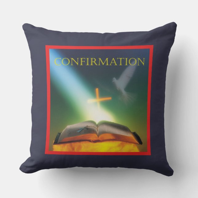Coussin Dove de confirmation, Bible, Croix (Recto)
