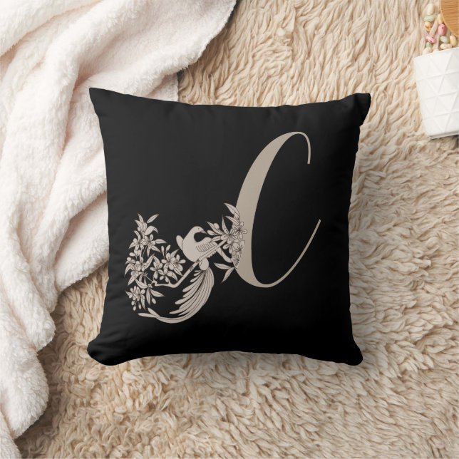 Coussin Dove Elegant Monogram Initial C  (Couverture)