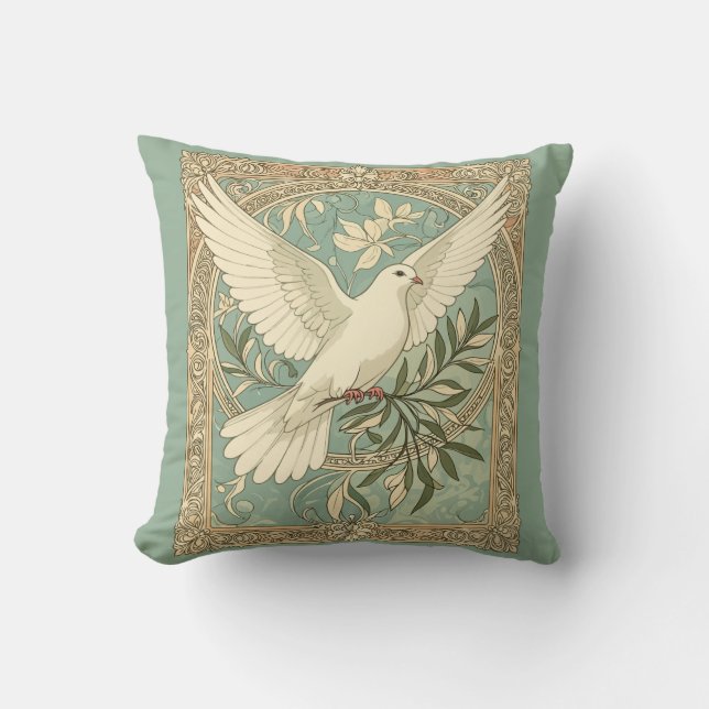 Coussin Dove With Olive Branch Christmas Design (Recto)