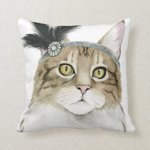 Coussin Downton Cat   Orné De Plumes