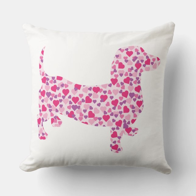 Coussin Doxies du coeur rose (Recto)