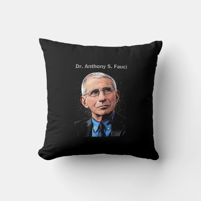 Coussin Dr Fauci, noir, design recto verso, (Recto)