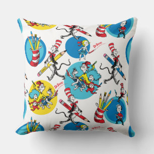 Coussin Dr Seuss   Caractères avec Motif de crayons