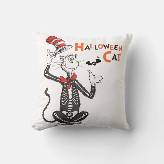 Coussin Dr. Seuss | Chat Chapeauté Halloween (Recto)